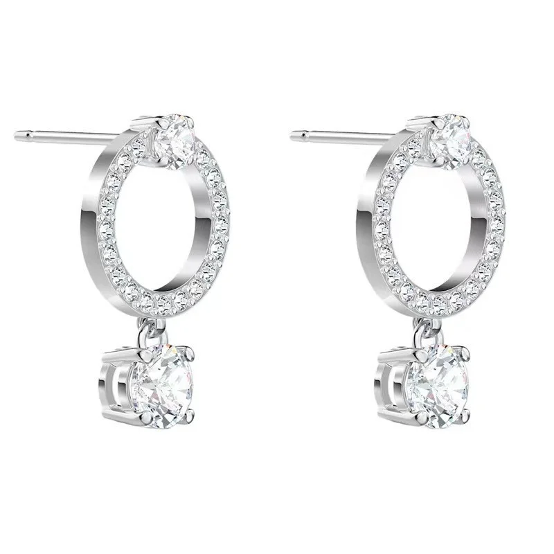 

K00149 Lefei Fashion Color D Diamond-set Classic Moissanite Circle Dangle Earrings For Charm Women 925 Silver Party Jewelry Gift