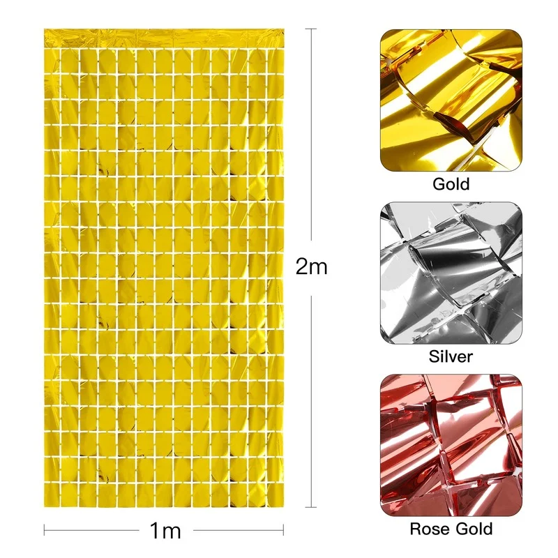 

Foil Curtain Birthday Party Decoration Backdrop Foil Tassel Fringe Curtain Kids Adult Photo Booth Baby Shower Wedding Backdrop