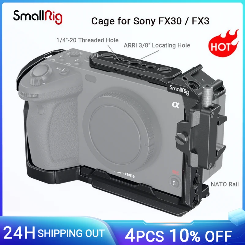 SmallRig Cage for Sony FX30 / FX3 Camera Cage Rig kit With Cable Clamp Cold Shoe NATO Rail Accessories for mic Light 4138