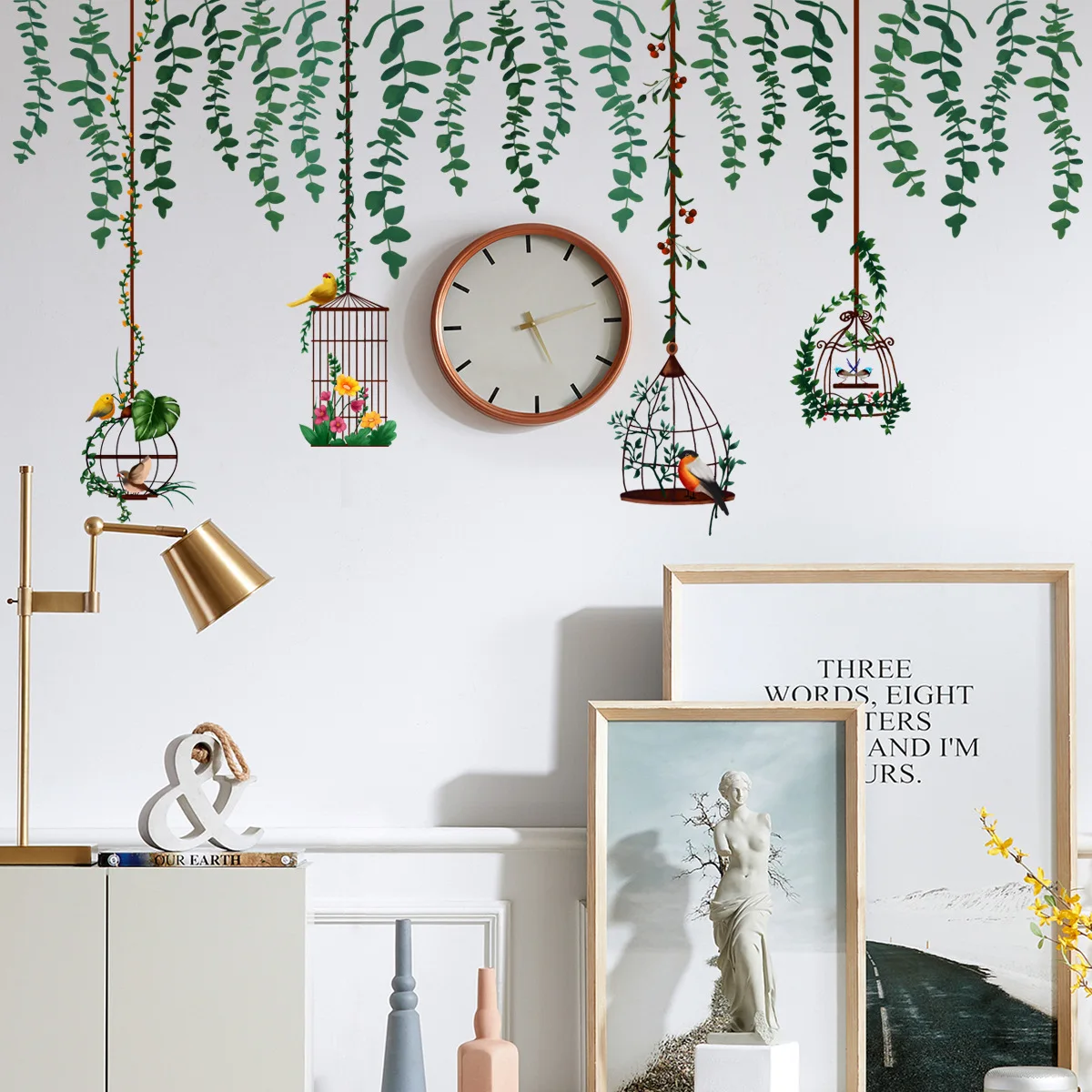 Настенные стикеры в виде птичьей клетки наклейки на стену лоза домашний декор