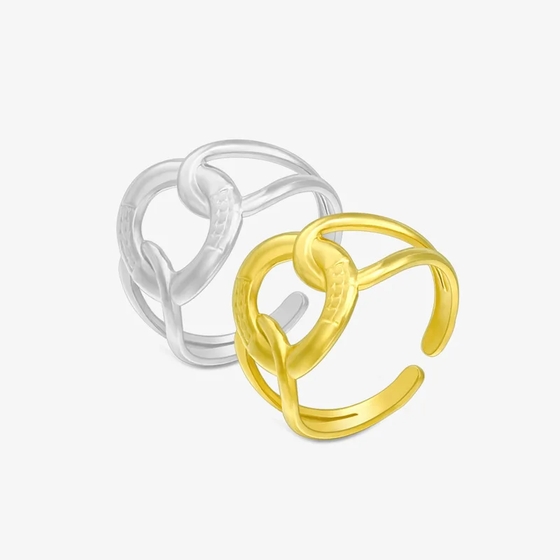

Minimalist Stainless Steel Gold Silver Color Knot Geometric Open Adjustable Ring for Women Men Party Birthday Jewelry Gift