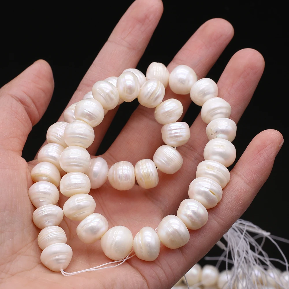 13-14mm Natural Freshwater Pearl Beads White Round Large Loose Perles For DIY Craft Bracelet Necklace Accessory Jewelry Making