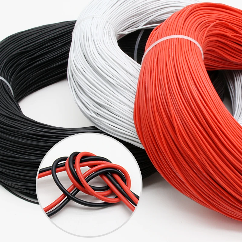 Red Black Soft Silicone Copper Wire 30/28/26/24/22/20/18/17/16/15/14/13/12AWG Heat-resistant Car Battery Electrical Power Cables
