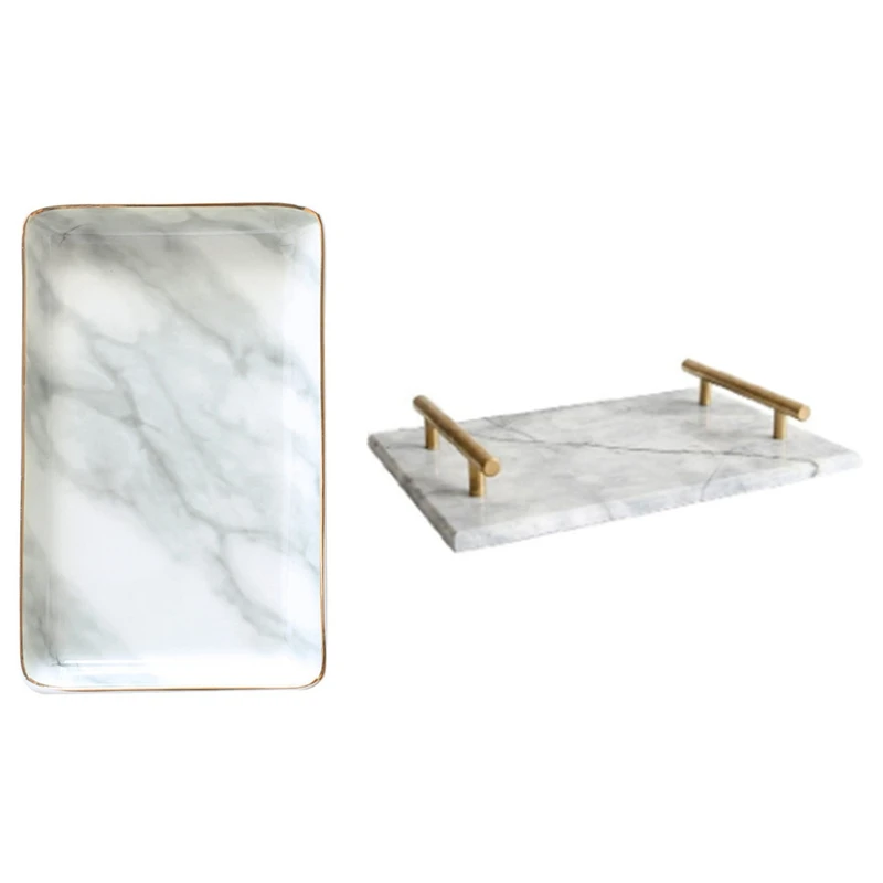 

Керамический поднос с позолоченной ручкой в скандинавском стиле для хранения: 1 десертная тарелка для торта, тарелка для суши, поднос для де...