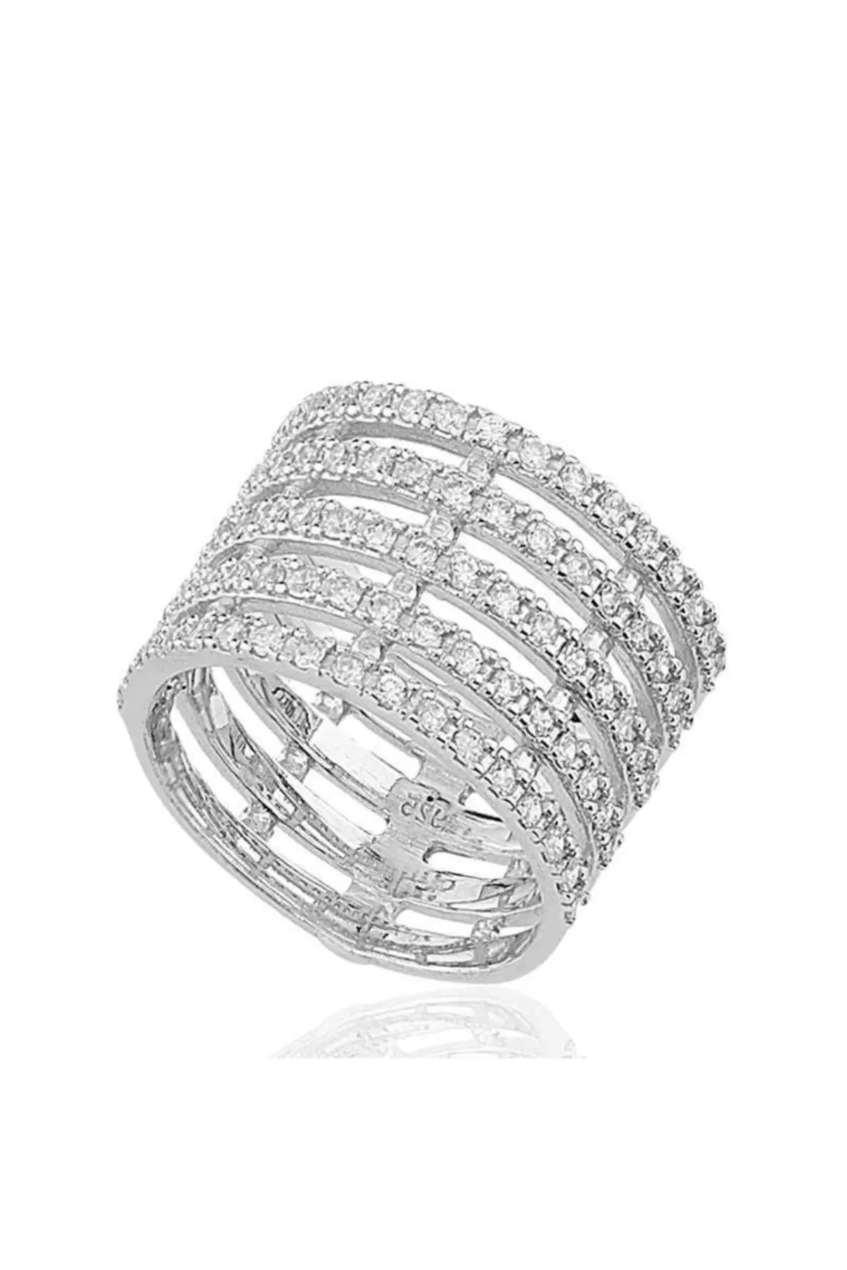 

Silver Five Row Cubic Zirconia Ring