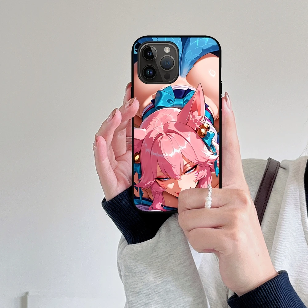 Чехол для телефона L-League of LeagueES Ahri iPhone 16 16e 15 14 13 12 11 XS XR Plus Mini Pro Max мягкий черный