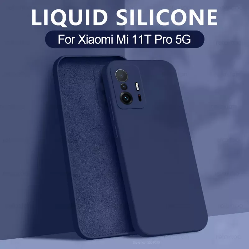 

2022For Cover Xiaomi Mi 11T Pro Case For Mi11T Pro Capas Shockproof Silicone Liquid Bumper Back TPU Soft Case For Mi 11 T Pro Fu