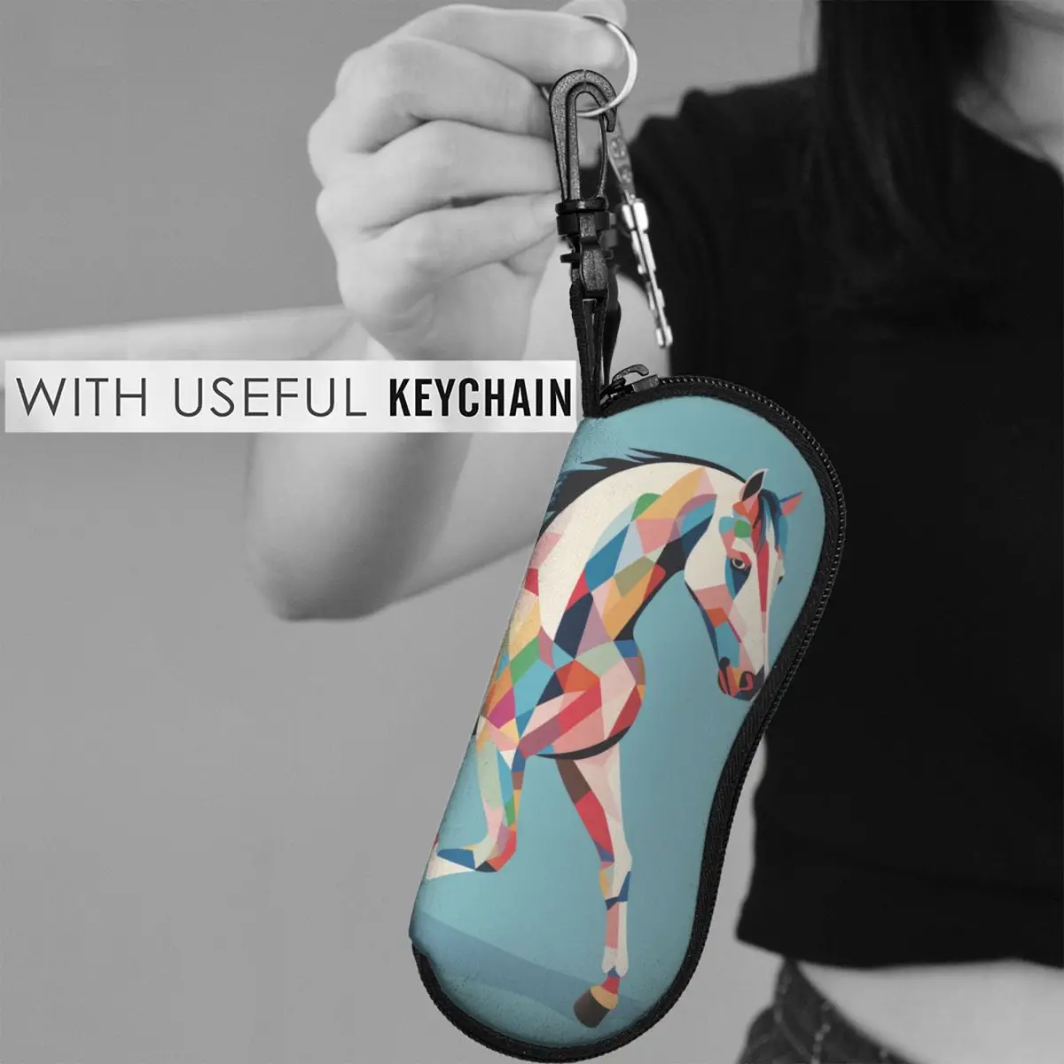 

Horse Glasses Case Cover Graffiti Line Art Convenient Sunglasses Case For Men Women Vintage Eyewear Bag Custom Glasses Box