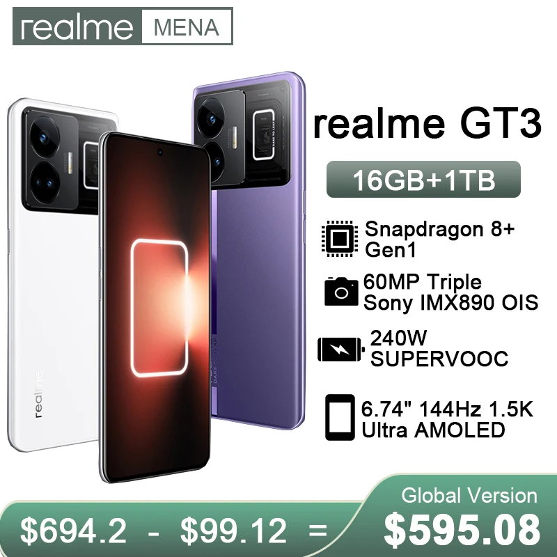 realme GT3 5G Smartphone 8 Gen 1 Global Version SONY IMX890 Camera 240W SUPERVOOC Charge 6.74