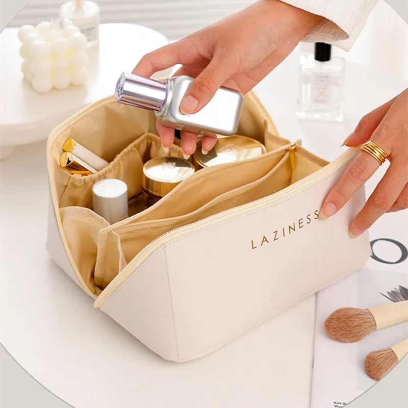 

New Arrival Large Capacity Travel Cosmetic Bag Portable PU Makeup Pouch Waterproof Bathroom Washbag Multifunction Toiletry Kit