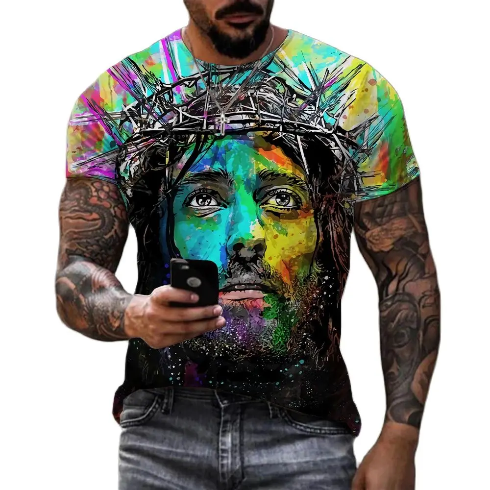 Jesus Christ 3D Print T-shirts Men Women Summer Fashion Casual Short Sleeve Cool T Shirt Harajuku Streetwear Oversized Tops 6XL