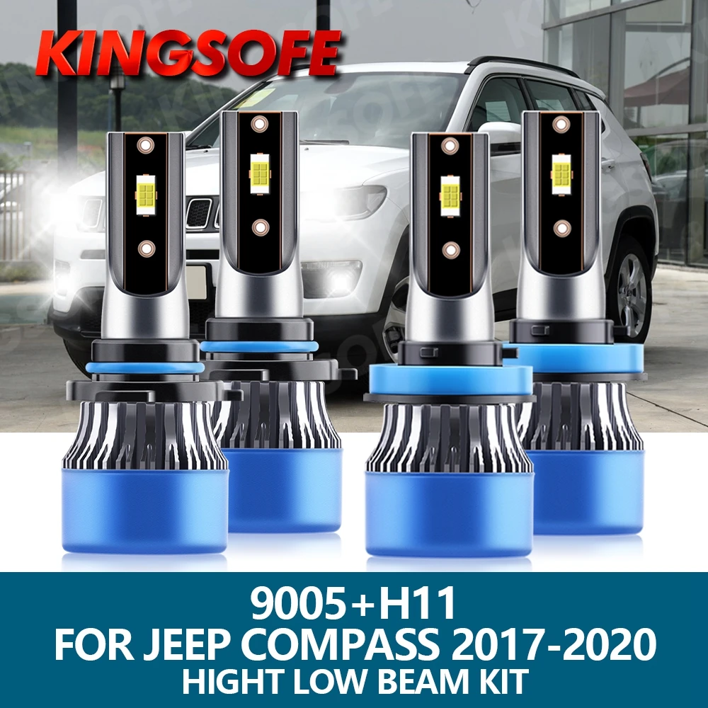 

KINGSOFE 4X автомобисветильник светодиодсветильник фары 9005 HB3 H11 110 лм 6500 Вт CSP чип 2017 K комплект фар дальнего и ближнего света для Jeep Compass 2020-