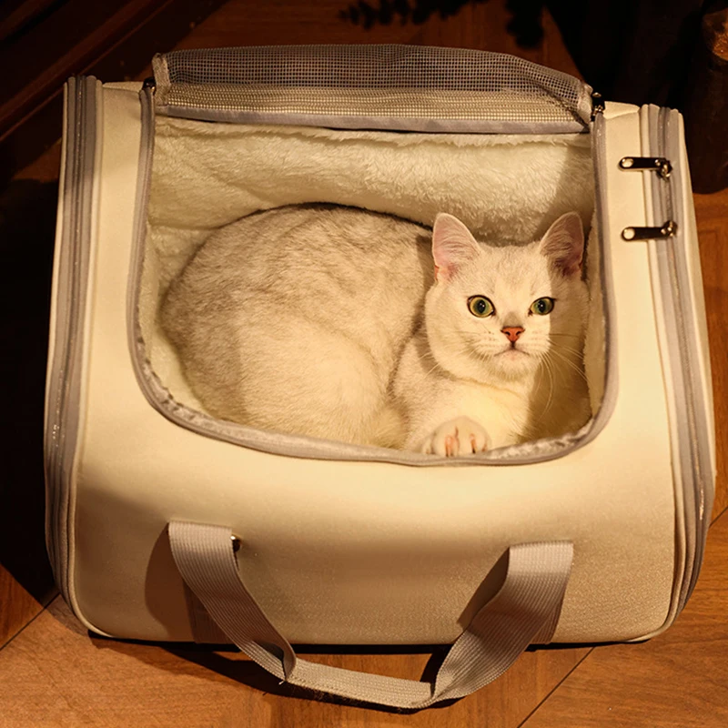 Новая зимняя пушистая белая сумка с котом для улицы портативная дышащая удобная