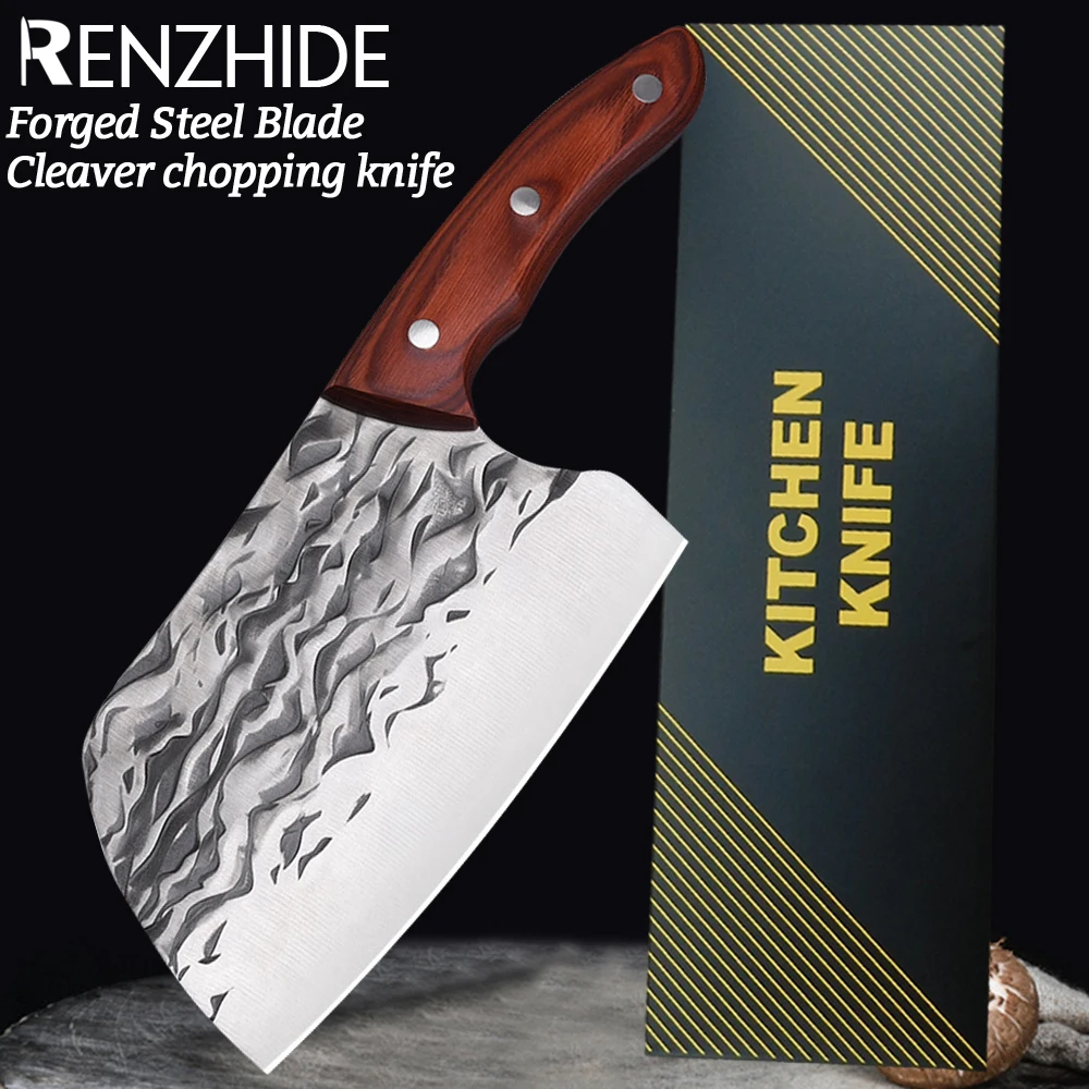 

RZD Forged Steel 6'' INCH Serbian Chef Cleaver Knife Slicing Chopping Butcher Camping BBQ Cutting Gift Box Tool Accessory