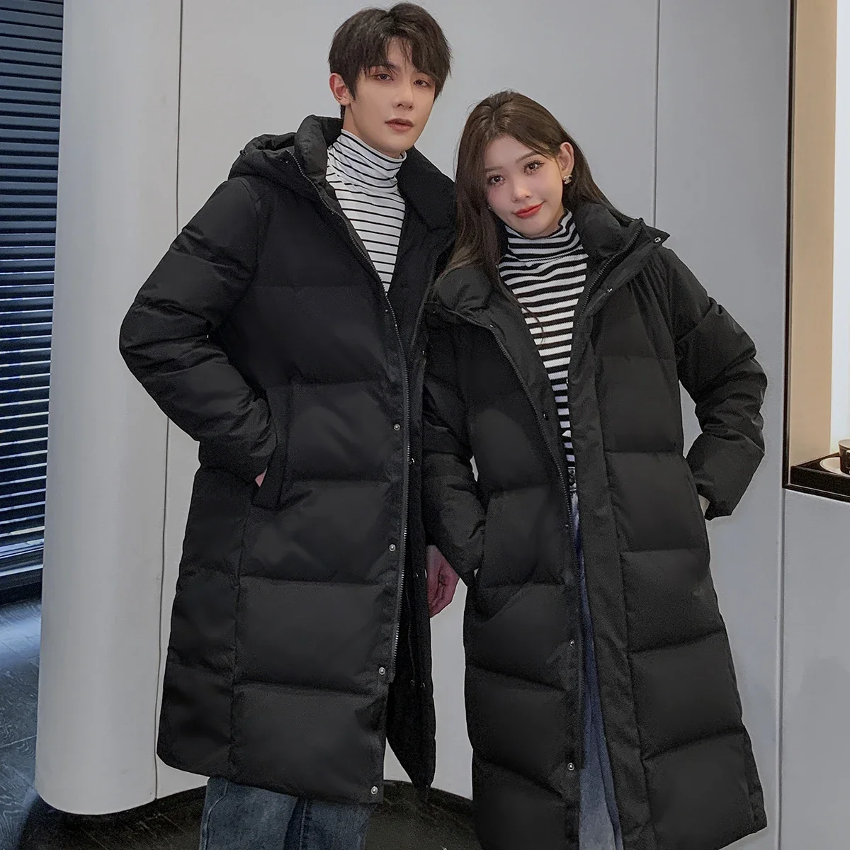 Мужской длинный пуховик YEAE теплая Толстая зимняя куртка выше колена в Корейском