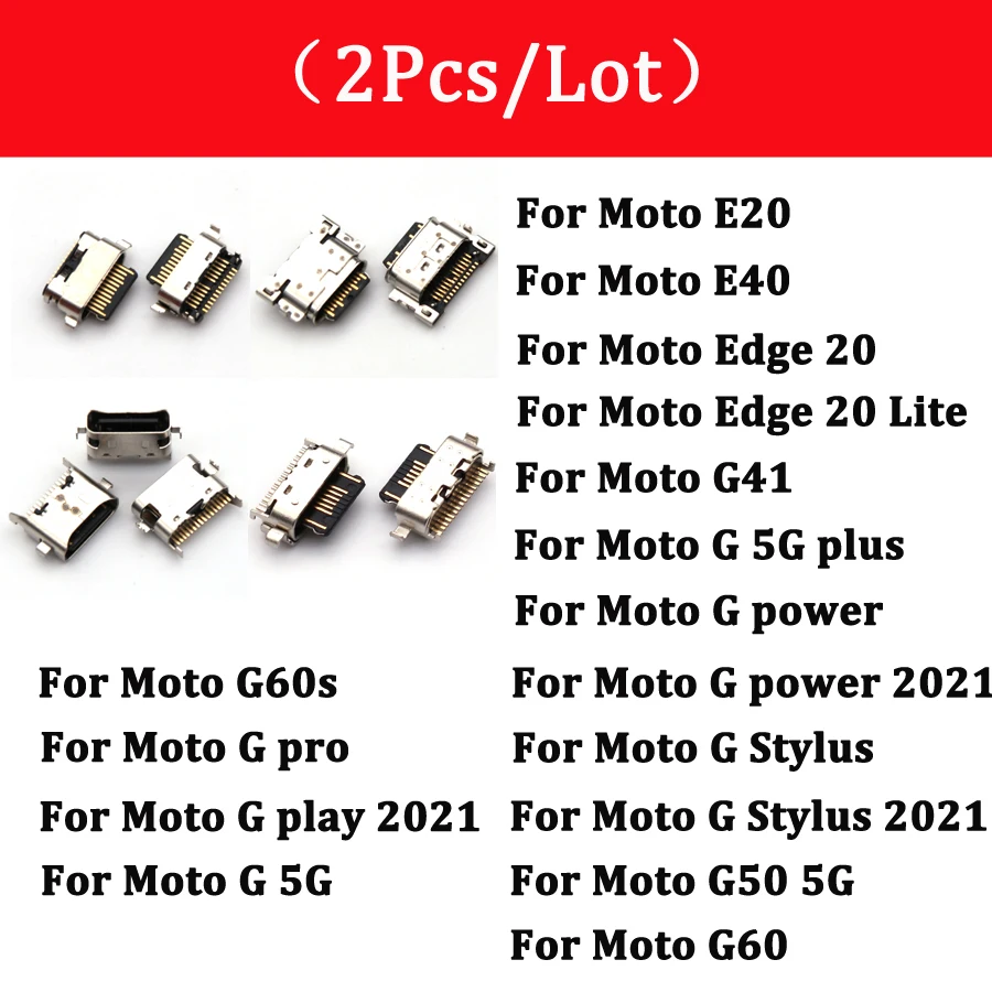 

USB-разъем для зарядки, 2 шт., разъем для зарядки Moto E20 E40 G41 G60 G60S G50 5G G Stylus Power 2021 Edge 20 G pro G play 2021