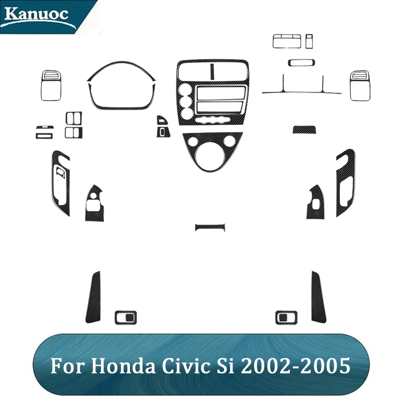 Для Honda Civic Si 2002 2003 2004 2005 углеродное волокно черные детали интерьера Стайлинговые