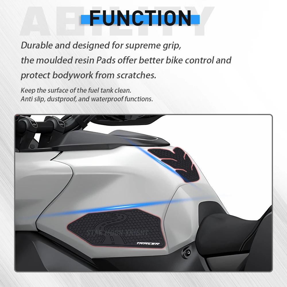 Новая противоскользящая накладка на бак для YAMAHA Tracer 9, TRACER9GT, TRACER 9 GT+, Y-AMT: резиновые наклейки для защиты от царапин на топливном баке (модели 2025+) (art.: 3920dc7cdafe9) - 3920dc7cdafe9