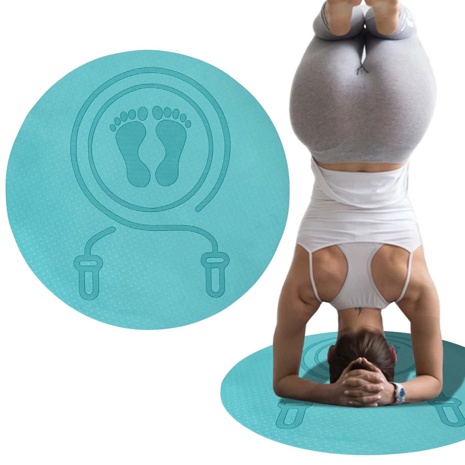 

Коврик с скакалкой, круглый коврик для упражнений, нескользящий коврик для фитнеса для тренировок, кардио, для дома, тренажерного зала, толс...