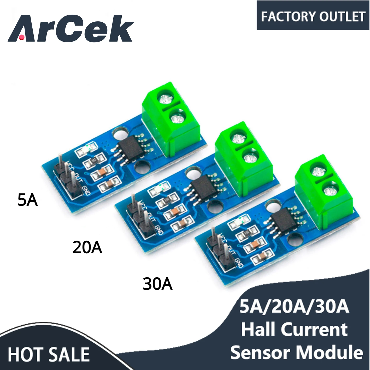 

1PCS NEW 5A 20A 30A Hall Current Sensor Module ACS712 Model For Arduino AC DC Current Detection Board