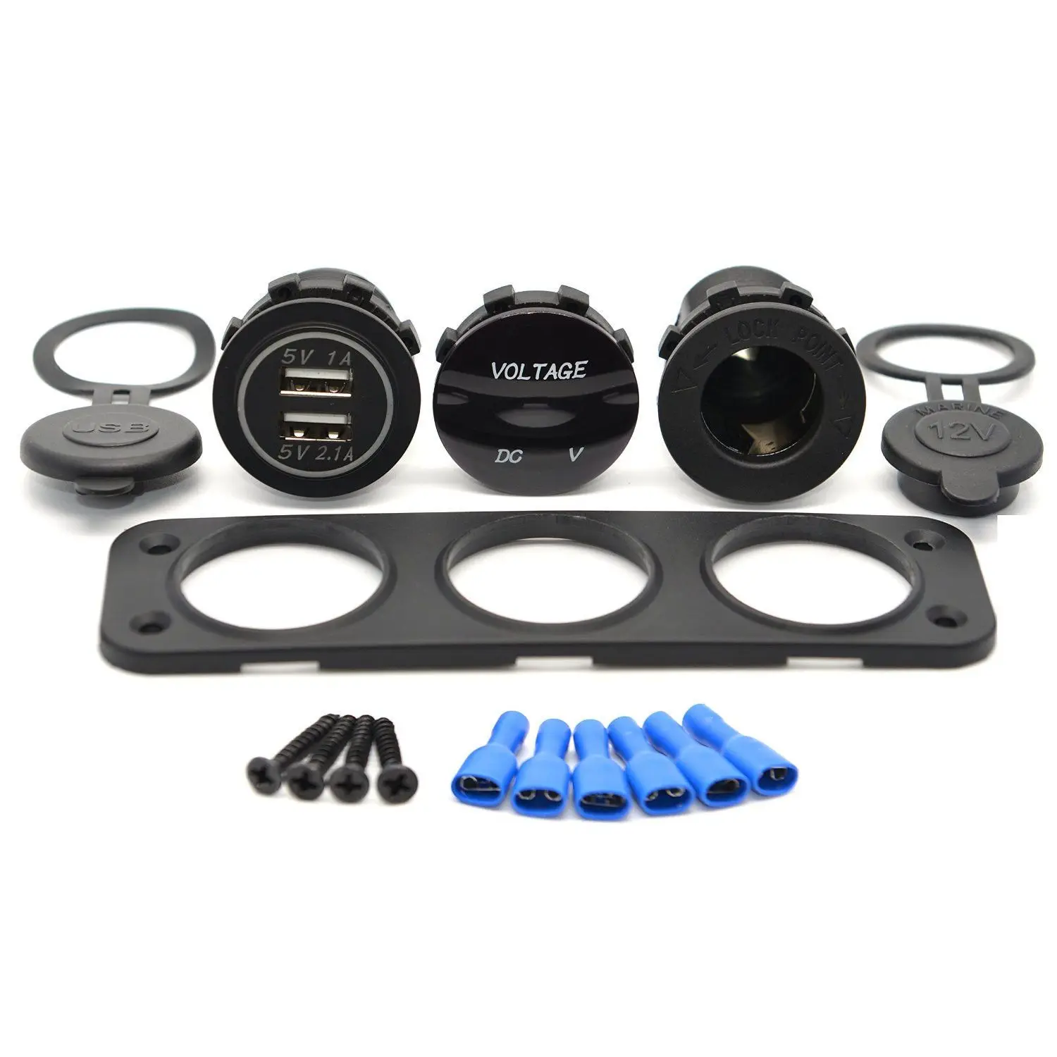 

12 В двойной порт USB зарядное устройство гнездо для автомобиля катера синий фотовольтметр 3 отверстия панельная розетка
