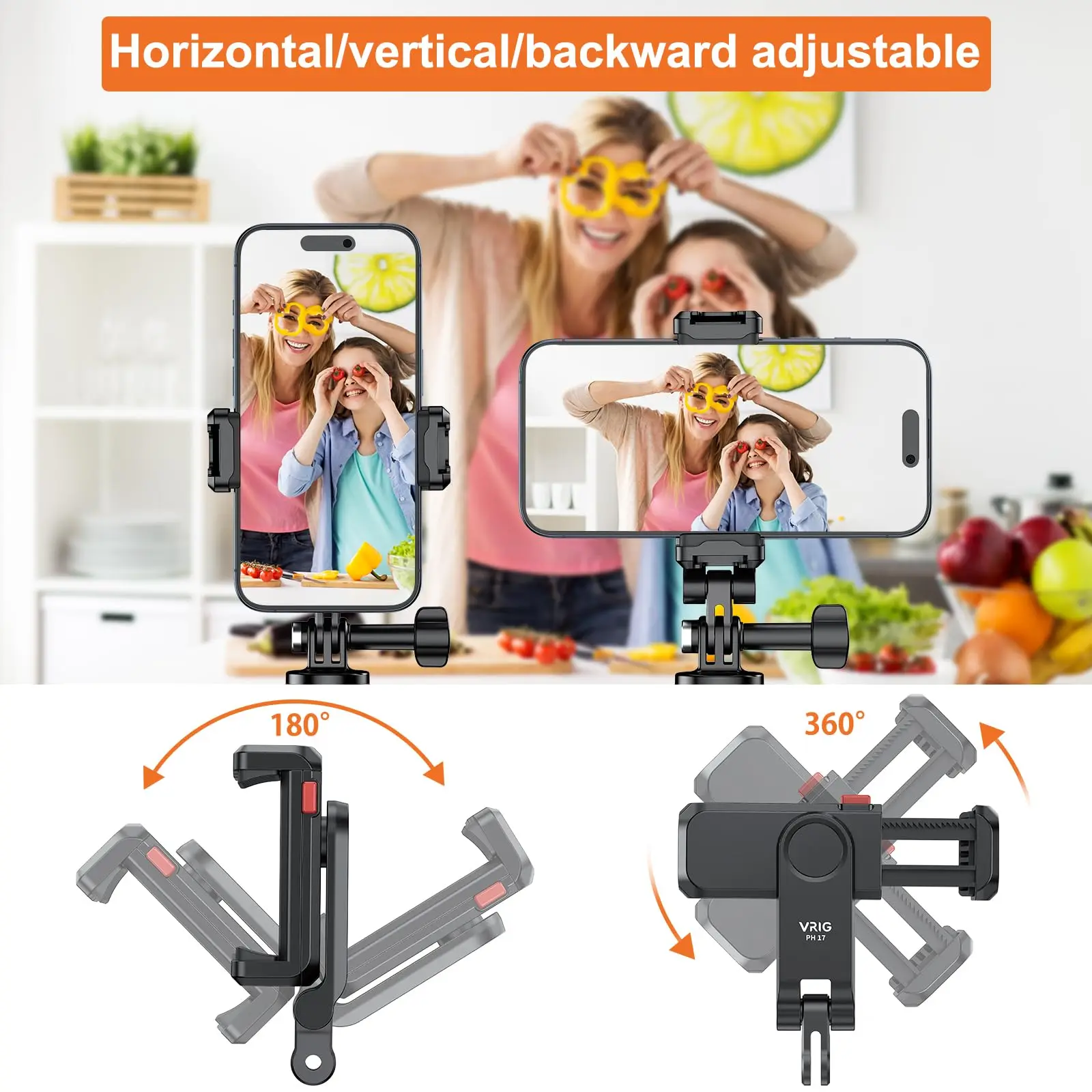 Держатель VRIG для телефона универсальный с креплением спортивной камеры