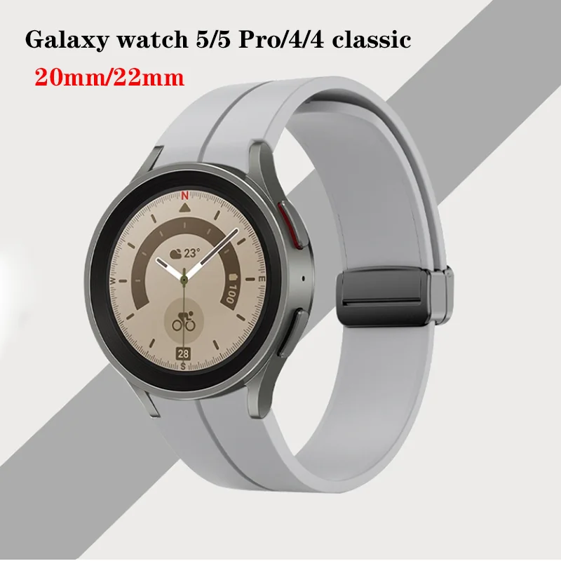 

20mm 22mm Watch Strap For Samsung Galaxy watch 5 pro/4 classic/gear s3 Sports Silicone Magnetic Buckle Huawei watch gt 2 3 band