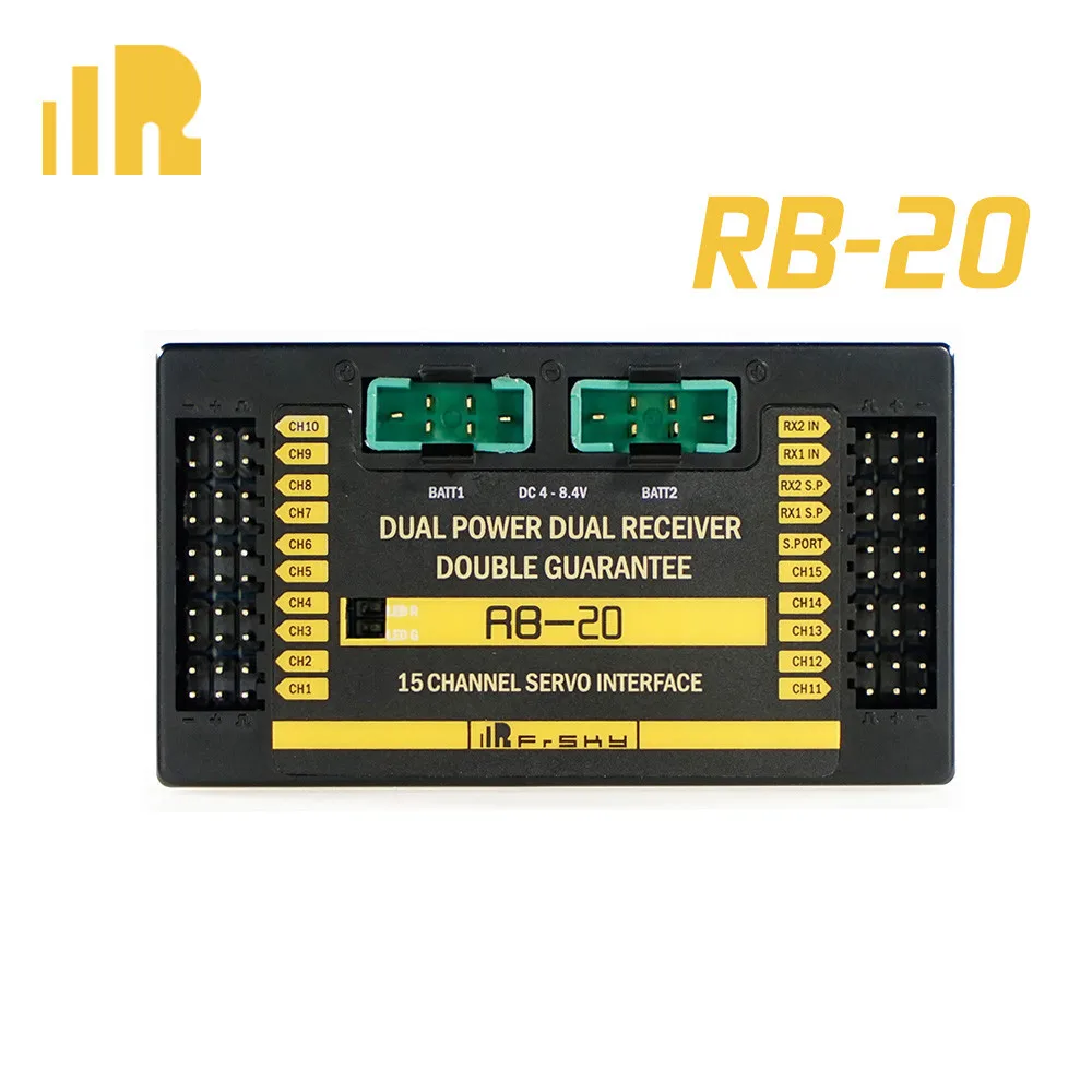 

FRSKY RB-20 RB20 Redundancy Bus Telemetry Auto-Switch Max Current 10A Dual Power Receiver Double Guarantee 15CH Servo Interface