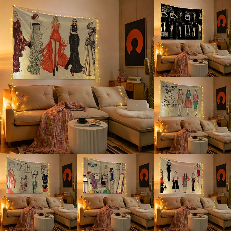 

Городской гобелен, модная женская одежда, художественный Декор для комнаты, домашняя настенная подвесная фоновая ткань