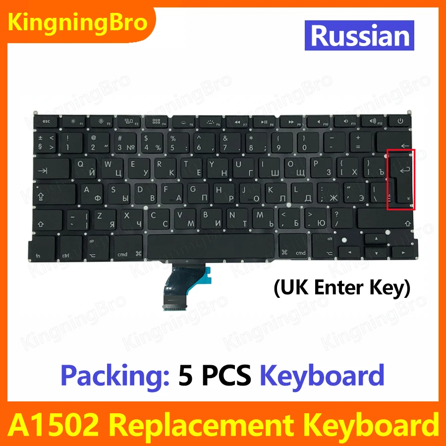 

5 pcs/lot New Replacement Keyboard For Macbook Pro Retina 13'' A1502 Russian Keyboard UK Enter Layout 2013 2014 2015 Year