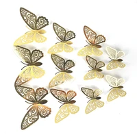 3d simulation paper butterfly wall sticker golden butterfly cake decoration creative home living room decor ornaments supplies