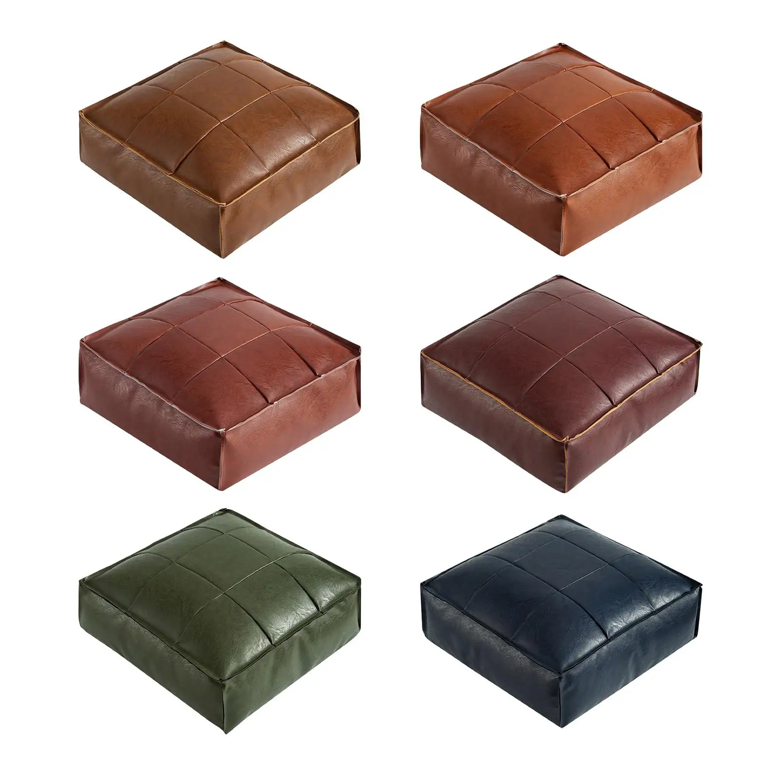 

Soft Ottoman Foot Rest 40x40x15cm Handmade PU Leather Moroccan Pouf Ottoman Pouf for Home Under Desk Kids Living Room