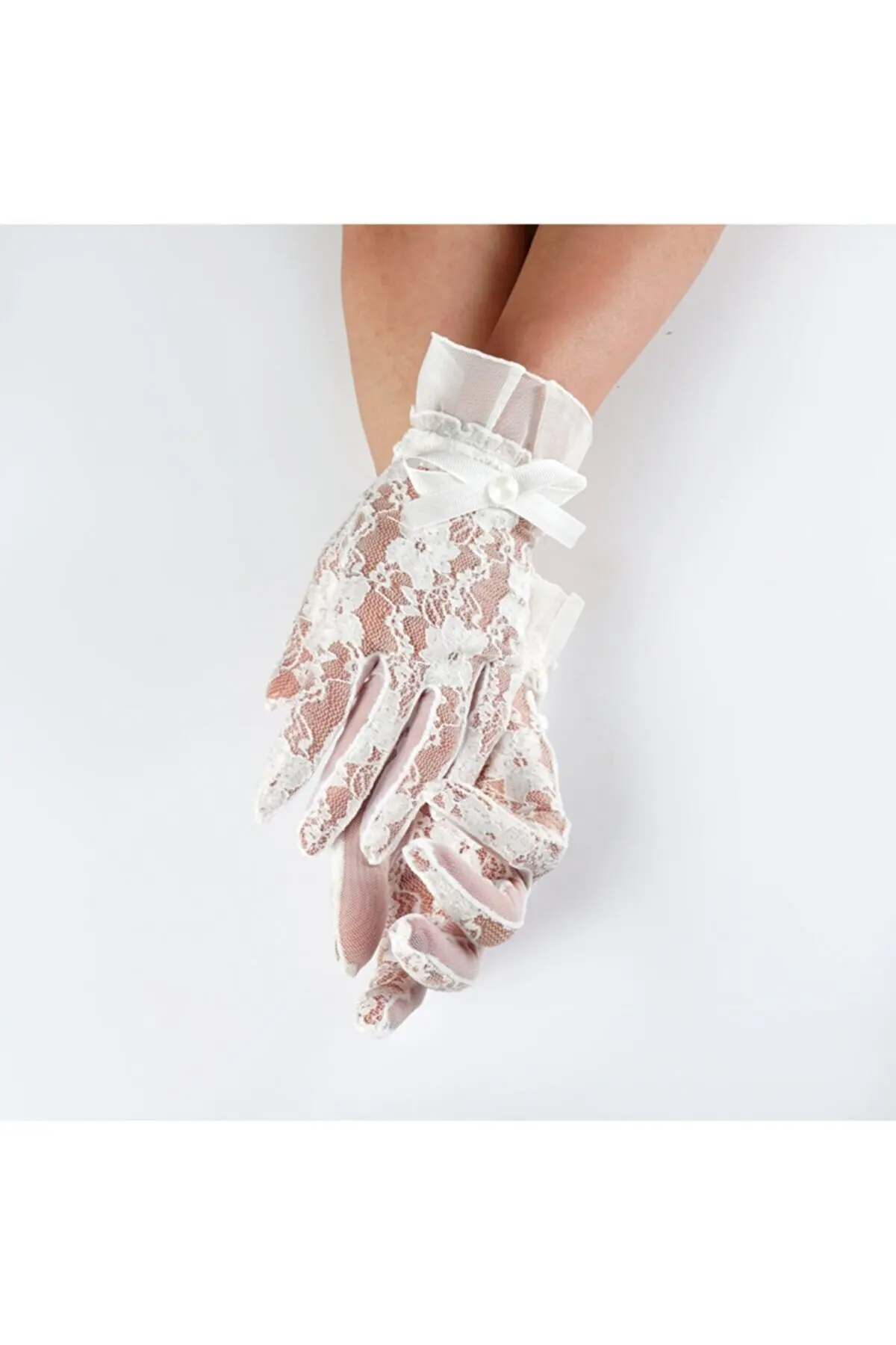 

White Lace Ruffle Bridal Gloves Lace Mesh Bridal Transparent Elegant Fishnet Silk Tulle Guipure