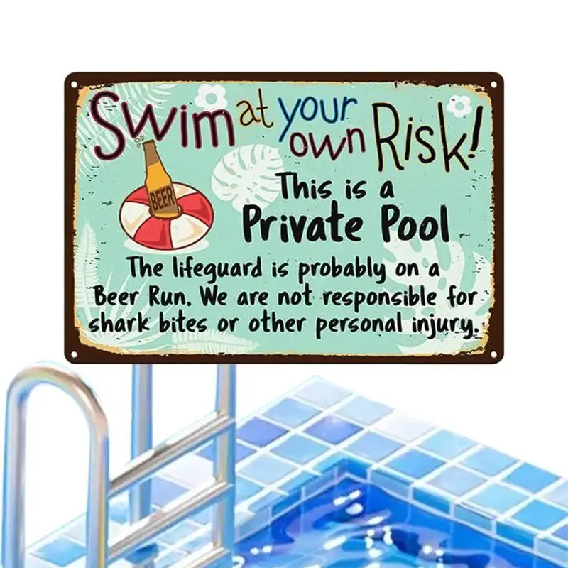 

Pool Warning Signs Swim Sign Swimming Pool Safety Sign Tin Signs For Outside 30x20cm/8 X 12in Pool Rules Swim At Your Own Risk