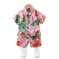 summer boy floral printed clothes suit short sleeve shirt kid holiday beach outfit toppant 2pcs baby costumes for 1 2 3 4 5 6 t
