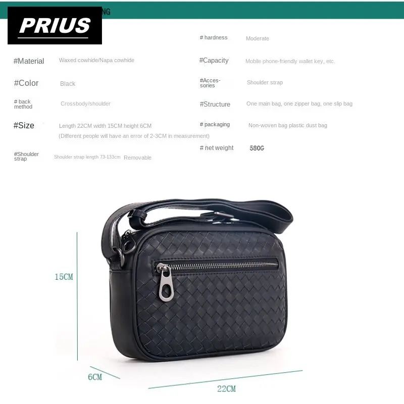 Men's Messenger Bag Luxury Brand Top Genuine Leather Fashion Shoulder Bag High-Grade Cowhide Business Minimalist Style  New