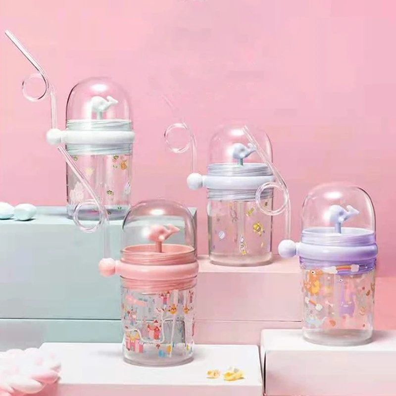

260ML Kids Funny Whale Water Spray Drinking Cup Cartoon Feeding Bottles