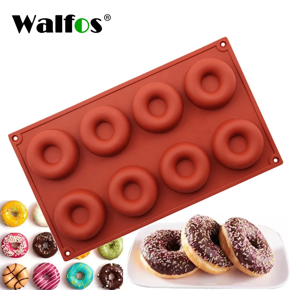 

WALFOS 8 Hole Silicone Donut Muffin Maker Mold Eco Freindly Chocolate Cake Candy Cookie Cupcake Baking Doughnut Mould DIY Drops