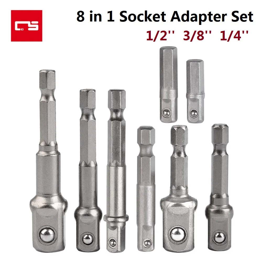 Drill Socket Adapter 1/4'' Hex Shank Extension for Impact Dr