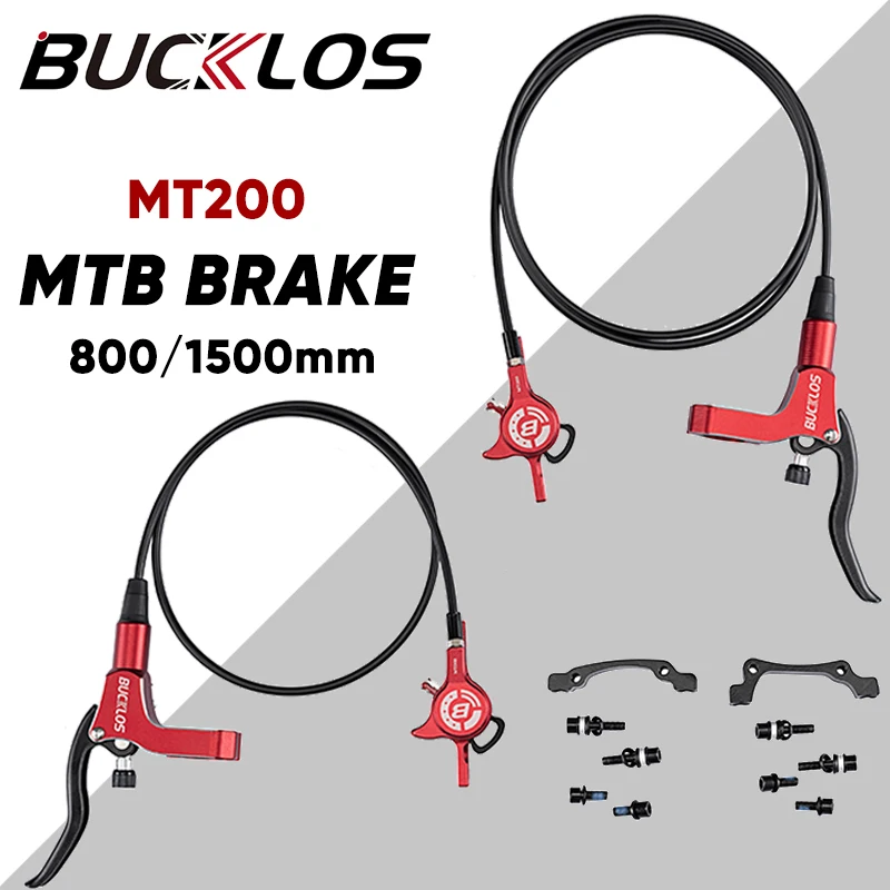 

BUCKLOS MT200 Гидравлический дисковый тормоз 800 мм передний 1500 мм задний комплект велосипедных тормозов двойной поршень MTB Гидравлический тормоз запчасти для горного велосипеда
