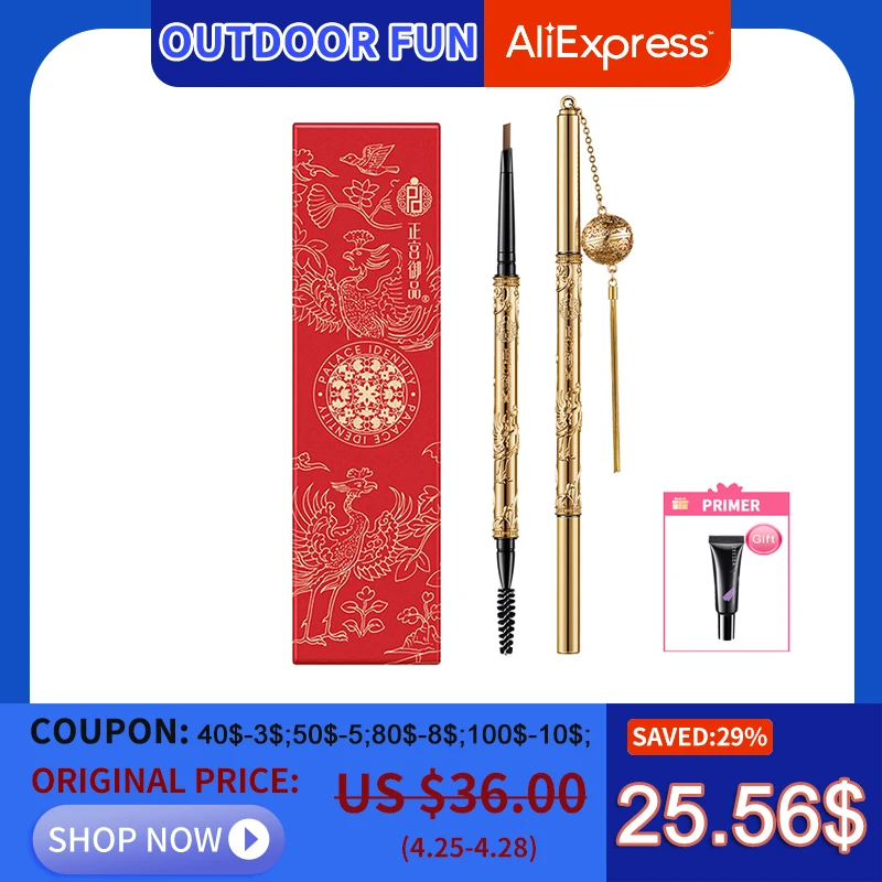 

ZEESEA карандаш для бровей позолоченный Тан двуглавый нежный водонепроницаемый долговечный роскошный карандаш для бровей Дворцовая идентичн...