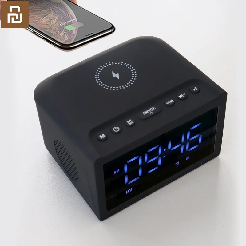 

Новинка 2022 г., многофункциональный портативный беспроводной динамик Xiaomi Youpin с беспроводным зарядным устройством, сабвуфером, AUX, FM-радио, TF-картой и будильником