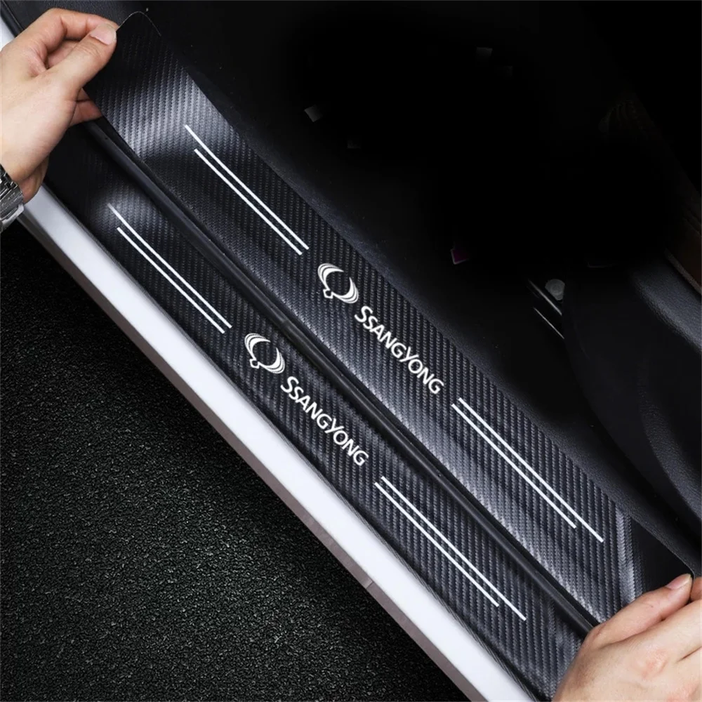 

4PCS Car Door Threshold Carbon Fiber Scuff Plate Stickers For BMW E46 VW Honda Suzuki KIA Ssangyong Kyron Rexton Korando Actyon