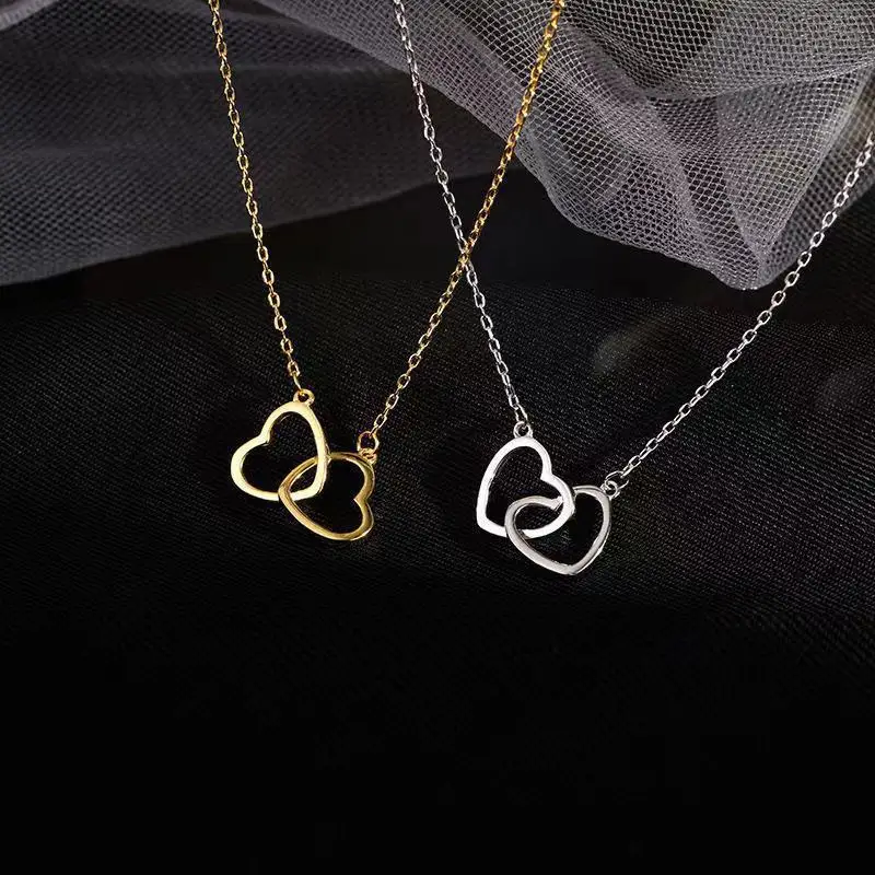 

Elegant Heart Necklace Fashion Women Jewelry Choker Pendant Gold Silver Metal Chain Charm Girls Wedding Accessory Gifts