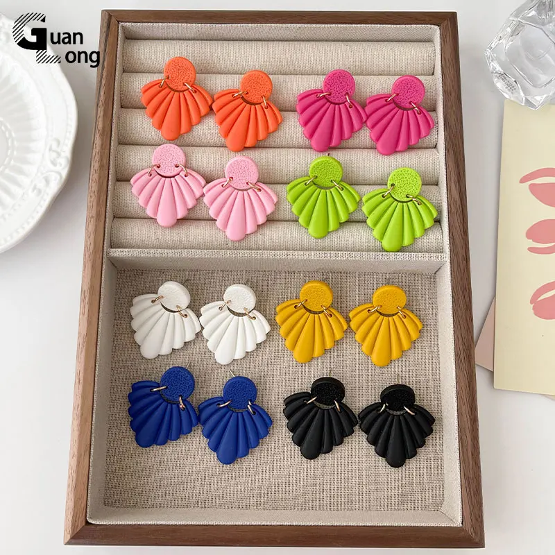 Винтажные большие полимерные индивидуальные серьги GuanLong для женщин длинные