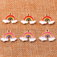 10pcs 2719mm cute enamel rainbow cloud charms for jewelry making diy colorful charms pendant for necklaces earrings accessories