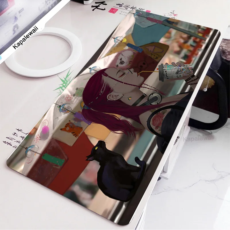 

Anime Girl PC Keyboard Mousepad Computer Gaming XXL Mouse Pad Speed Padmouse Large Table Mouse Mats Office Desk Pads 50x100cm