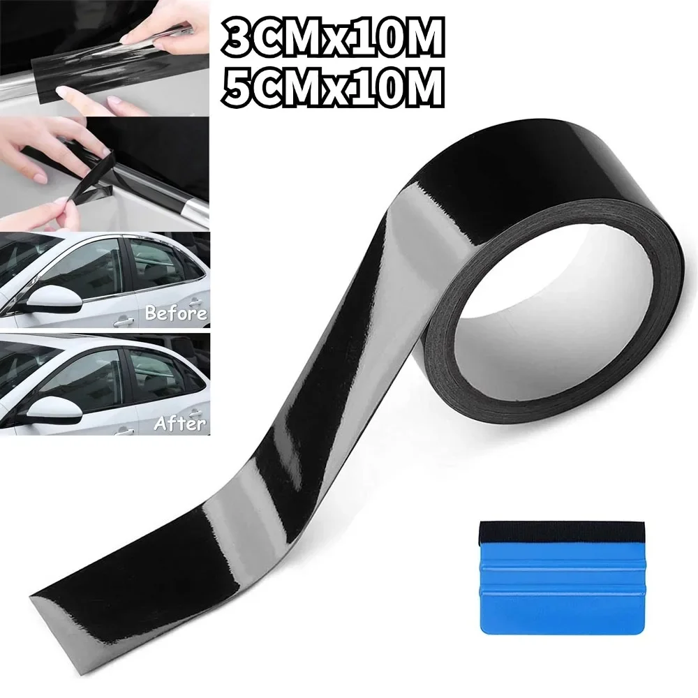 

Автомобильная виниловая лента, глянцевая черная фольга, комплект против царапин, защитная пленка для окон и дверей, 3/5 см X 10 м, автомобильные аксессуары