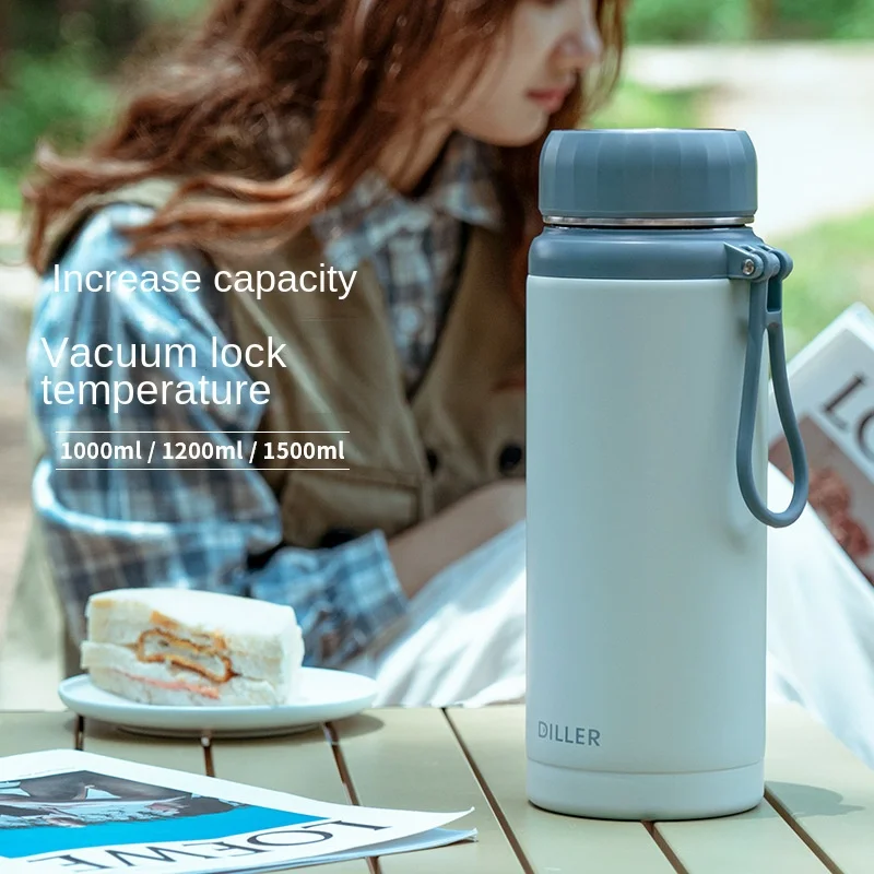 

Fashion Outdoor Large Capacity Thermal Insulation Kettle Portable Hand Strap Tea Strainer Long-Term Heat Preservation Cup Travel