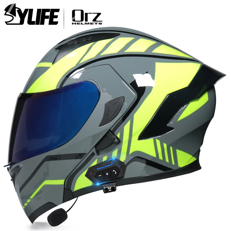 2022 New Motorcycle Helmet Bluetooth Flip Up Open Face Motocross Helmet DOT Safety Protection ABS Material Casco Moto Men Women enlarge